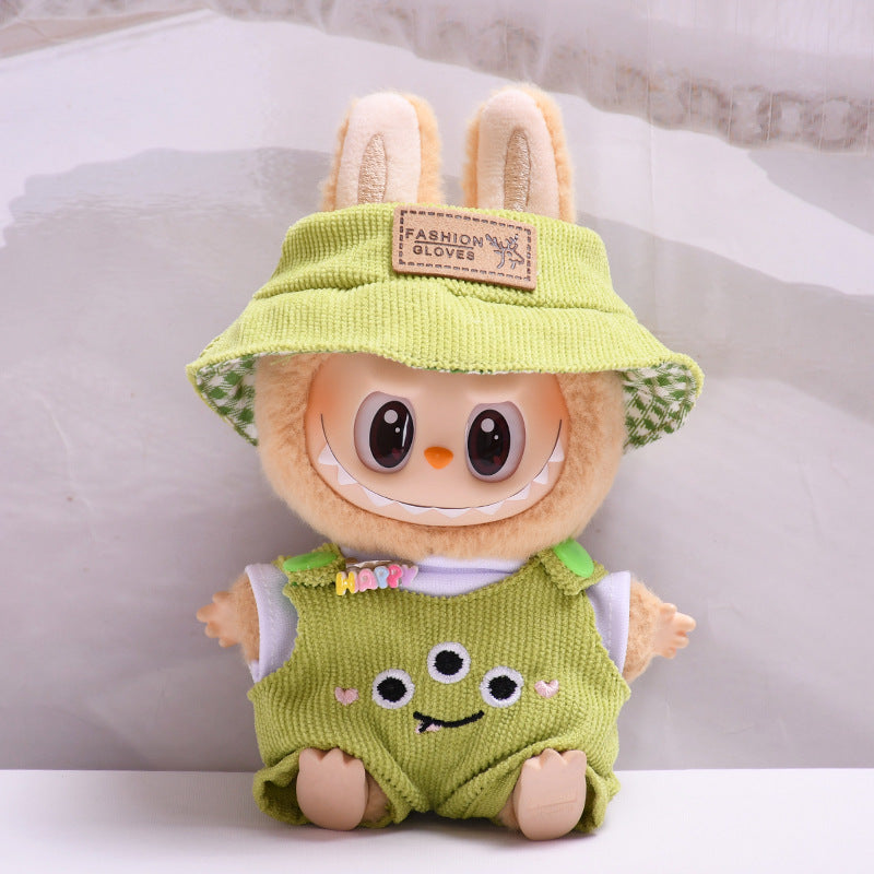 Labubu Doll Overalls Set - 3-Piece Outfit for 2nd Gen Pendant Vinyl Dolls
