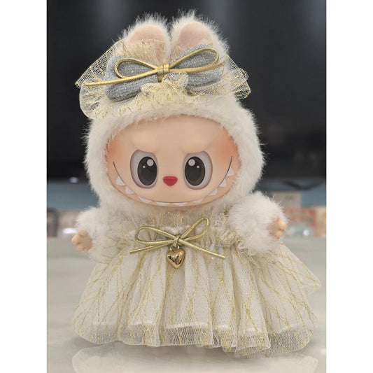 Labubu Princess Tutu Dress & Bow Headband - Handmade Doll Outfit