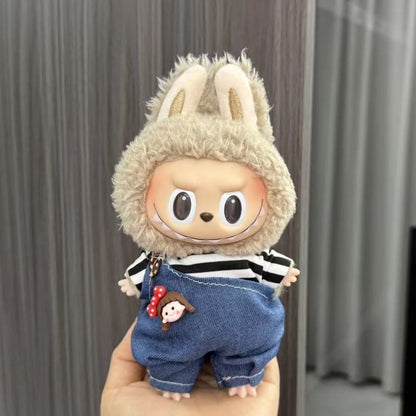 Rab cloth doll labubu17cm pendant one or two generations of vinyl plush doll suit accessories for clothes