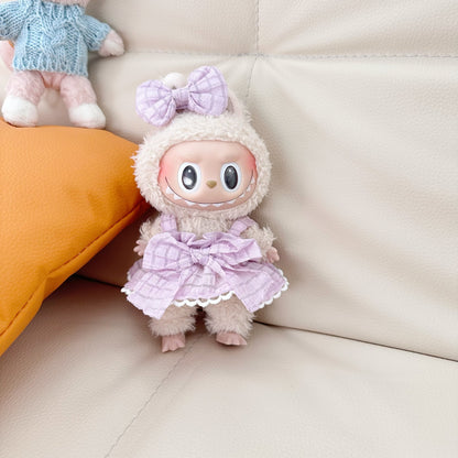 Only clothes] 17CM blind box cloth clothes pink small fragrant wind suit key chain LABUBU for blue skirt
