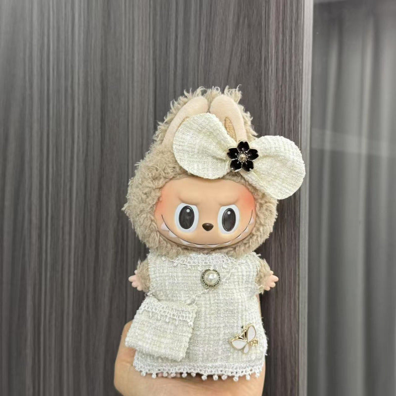 Rab cloth doll labubu17cm pendant one or two generations of vinyl plush doll suit accessories for clothes