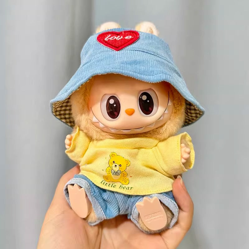 Clothes Only] First/Second Generation Pendant Labubu Clothes Rab Sit Party Doll Shark Elk suit