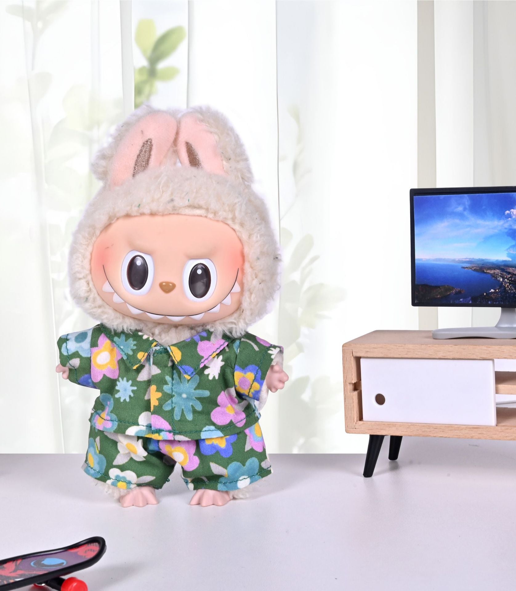 Only clothes] 17CM pendant blind box pull cloth doll clothes LABUBU doll suit for beach pajamas