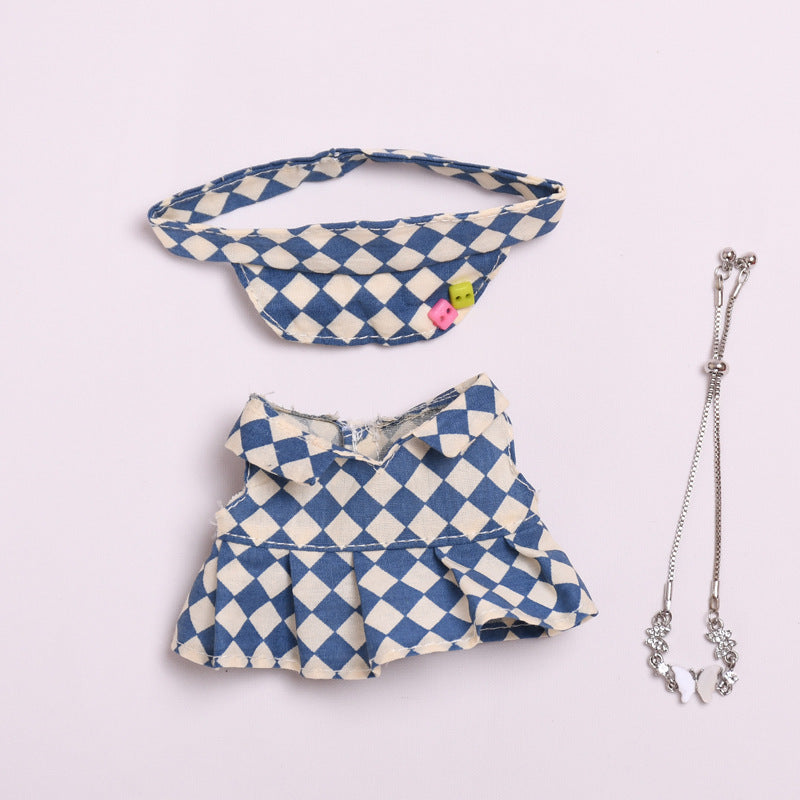 Only clothes] blind box pendant 17cm cloth clothes plaid tennis skirt suit vinyl labubu doll skirt