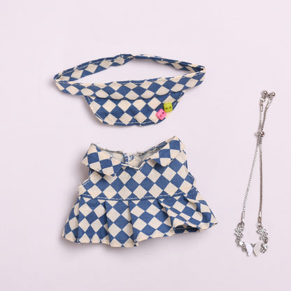 Only clothes] blind box pendant 17cm cloth clothes plaid tennis skirt suit vinyl labubu doll skirt