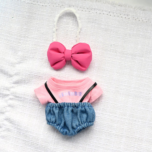 Baby Clothes Only] Rab Cloth Pendant Generation II Vinyl suit Baby Clothes Labubu Pink Bow Clothes