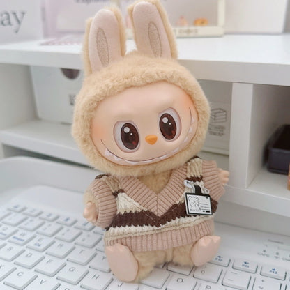 17cm Plush Doll Pendant 10cm Cotton Doll Knitted Vest College Style Office Suit Workwear Doll Clothes