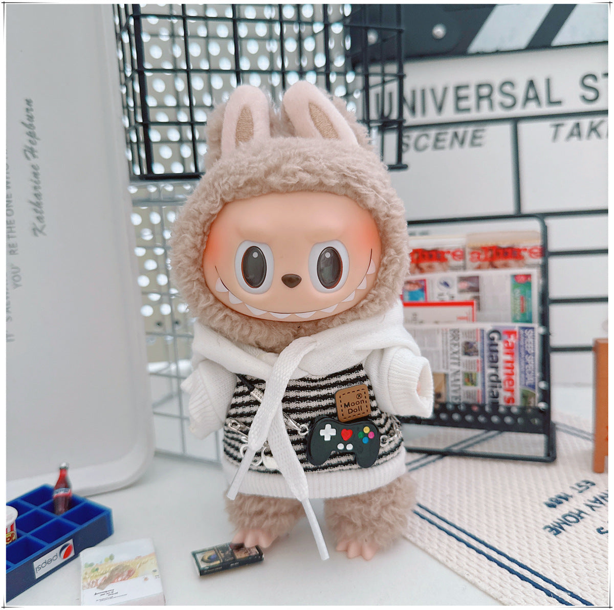 Labubu Doll Outfit - Striped Sweater & Hat Set for 17cm Labubu
