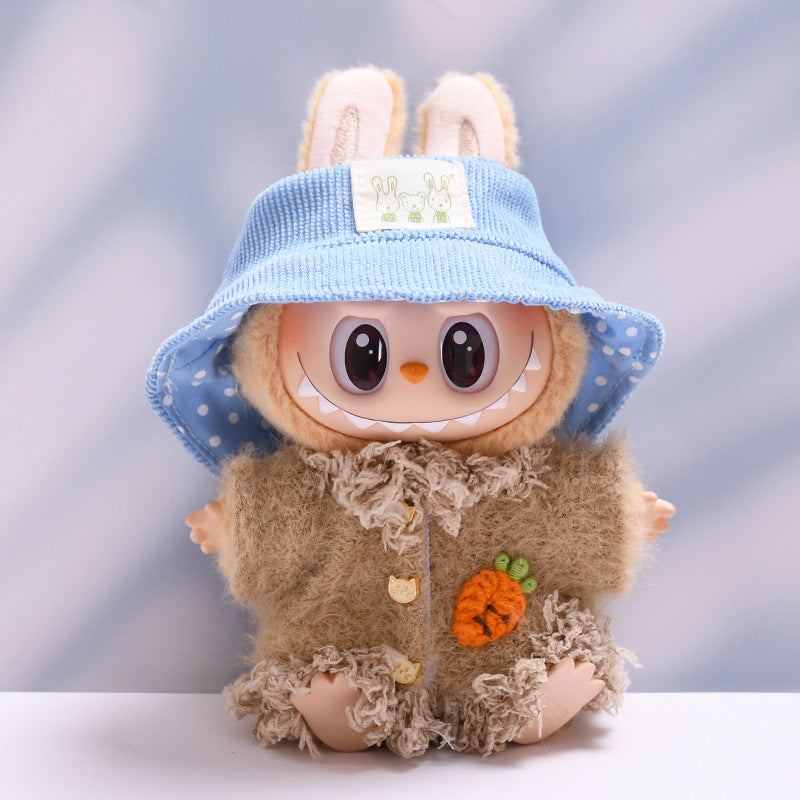 Labubu Doll Plush Jacket & Hat Outfit for 2nd Gen Pendant - Green, Pink, Brown