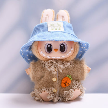 Labubu Doll Plush Jacket & Hat Outfit for 2nd Gen Pendant - Green, Pink, Brown