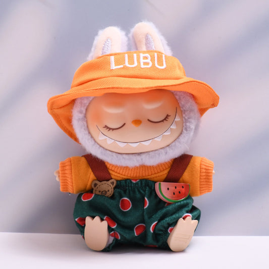 Only baby clothes] one, two and three generations of pendants labubu clothes yellow hat watermelon suspenders pants cloth baby clothes
