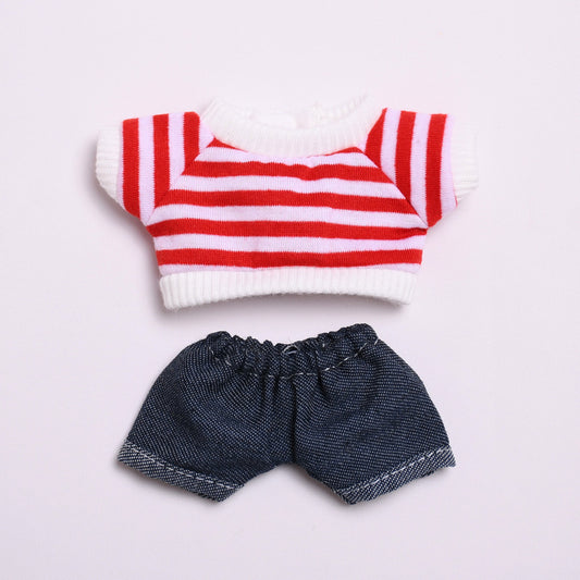 Labubu Doll Outfit - 17cm Vinyl Doll Clothes Set (T-Shirt & Denim Shorts)