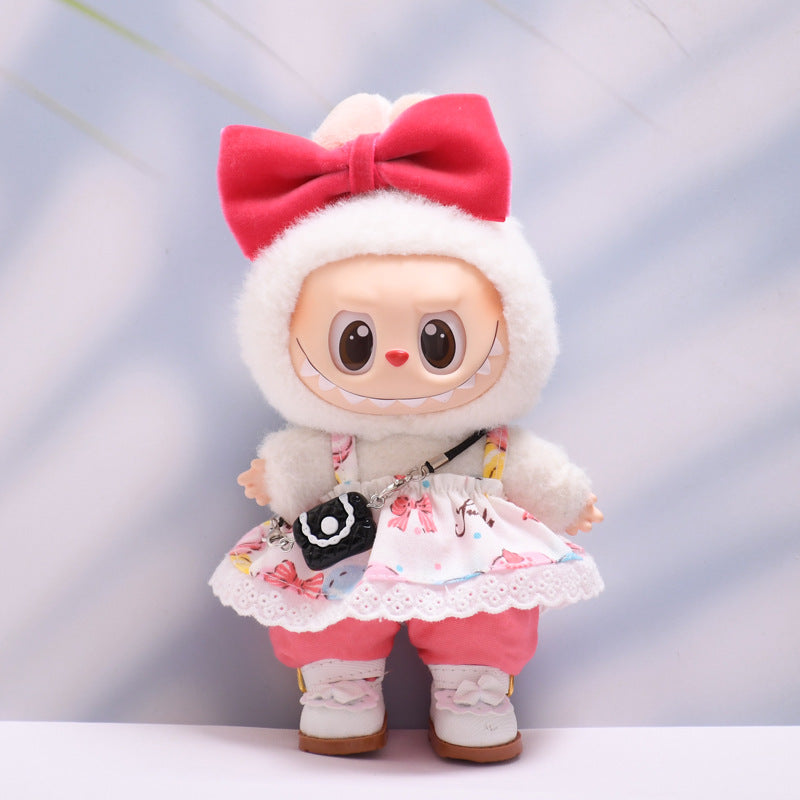 Baby Clothes Only] First, Second and Third Generation Pendants Labub Bow Small Flower Skirt Pants Suit Labub Replacement Baby Clothes