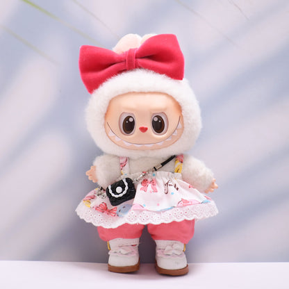 Baby Clothes Only] First, Second and Third Generation Pendants Labub Bow Small Flower Skirt Pants Suit Labub Replacement Baby Clothes