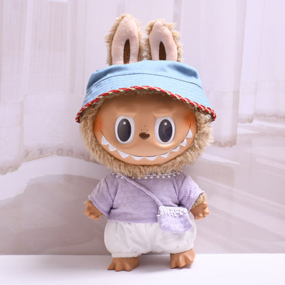 Labubu Doll Knitted Suit with Four-Petal Flower for 38cm Vinyl Doll