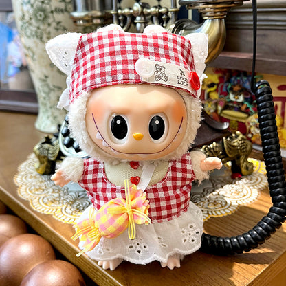 Labubu Doll Clothes Set for 17cm Pendant Doll - Flower, Bear, Cake Party Styles