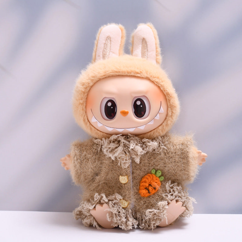 Labubu Doll Plush Jacket & Hat Outfit for 2nd Gen Pendant - Green, Pink, Brown