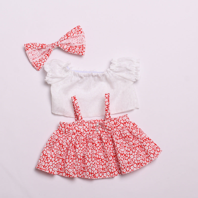 Only clothes] 38cm cloth cloth spring and summer clothes floral strap skirt suit labubu replacement doll dress