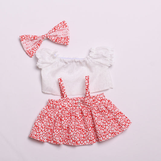 Only clothes] 38cm cloth cloth spring and summer clothes floral strap skirt suit labubu replacement doll dress