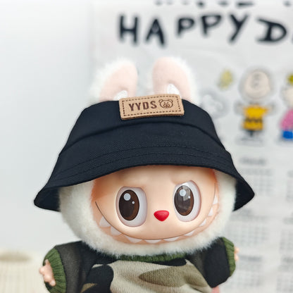 Labubu 17cm Doll Camouflage Outfit with Fisherman Hat & Accessories