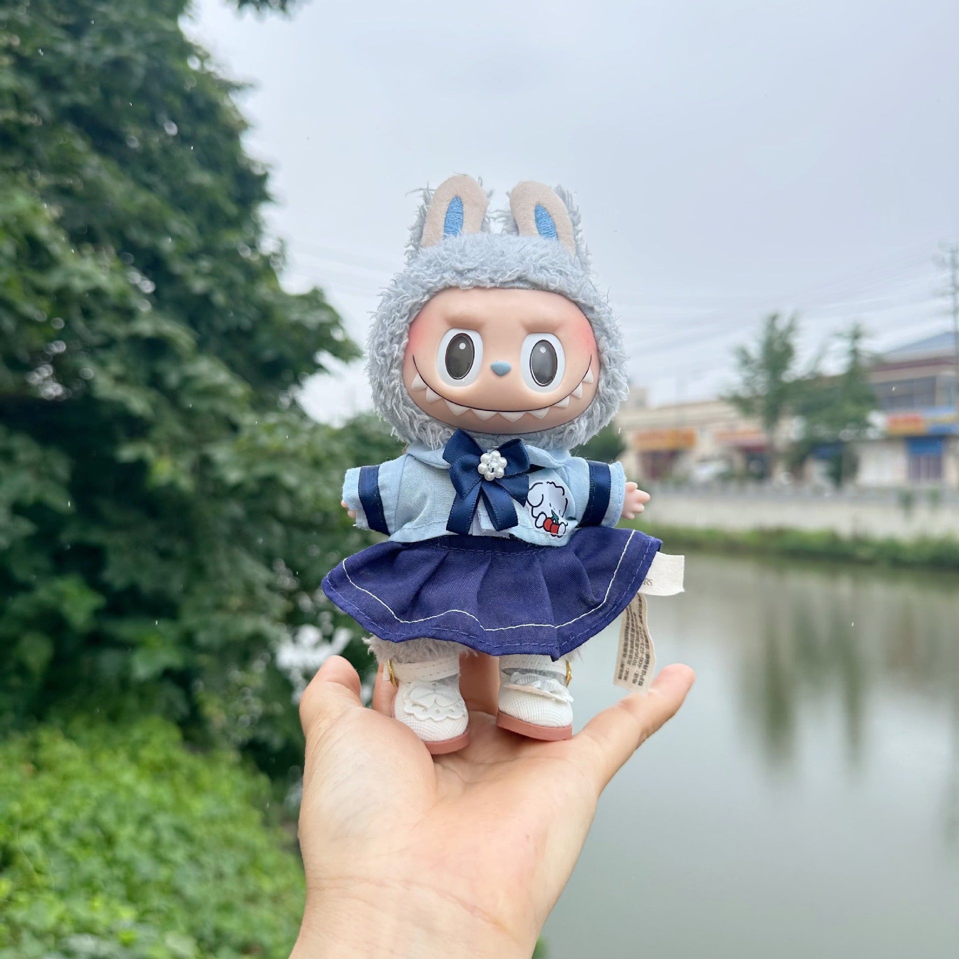 Clothes Only] Vinyl Blind Box Labubu Doll Clothes 17CM Pendant LABUBU suit for Hong Kong School Uniform
