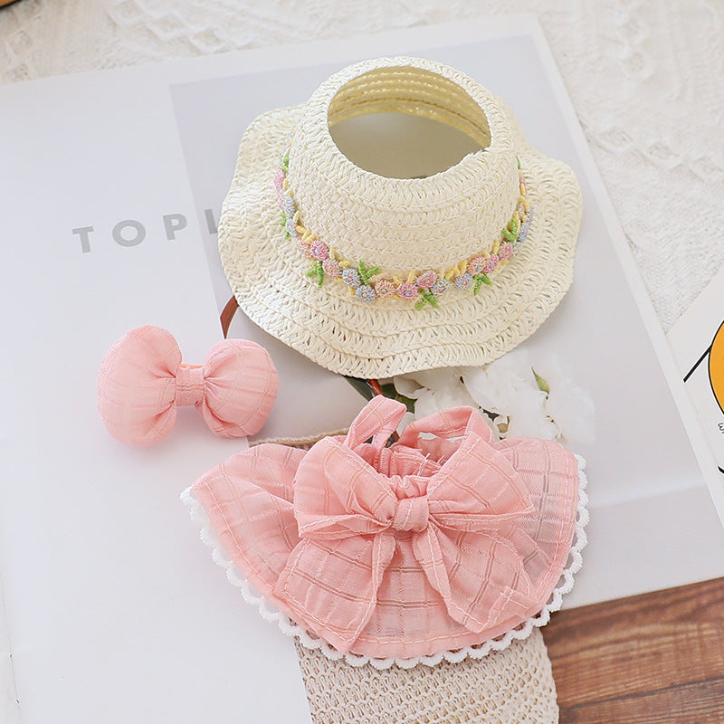 Generation II Blind Box Labubu Hanging Clothes Rab Cloth Sit Party Clothes Doll Summer Straw Hat Skirt