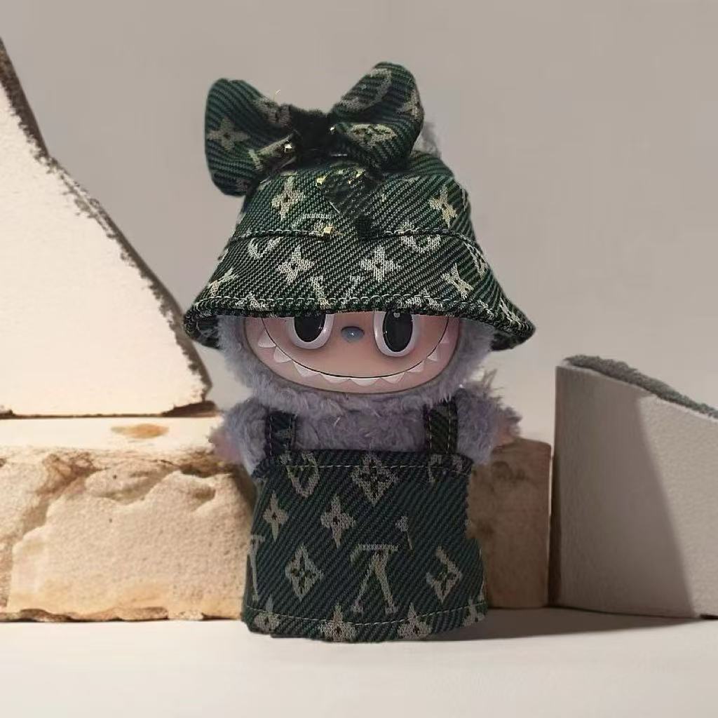 Labubu Doll Outfit - Pink, Black, Brown, Green V Skirt with Bow & Hat