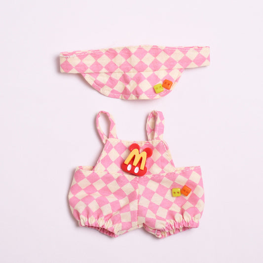 Only clothes] pendant 17cm cloth cloth clothes plaid tennis clothing hat vinyl LABUBU keychain doll clothing