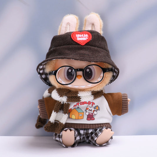 Only clothes] one or two generations of Labubu pendant clothes Xiao Mao brown cat scarf suit cloth cloth baby clothes