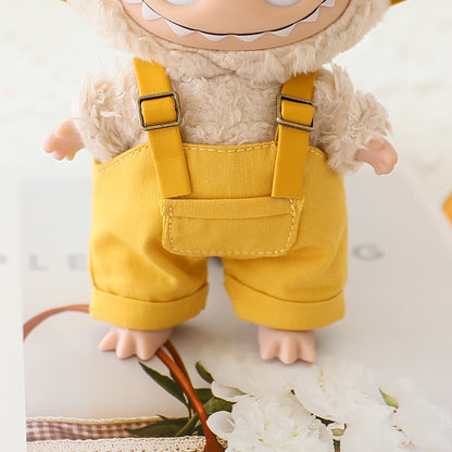The first and second generation labubu sit party doll clothes the third generation cola vinyl blind box clothes fisherman hat suspenders pants suit