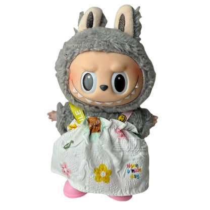 Labubu Doll Outfit - 17cm Baby Clothes with Straw Hat & Sling Dress