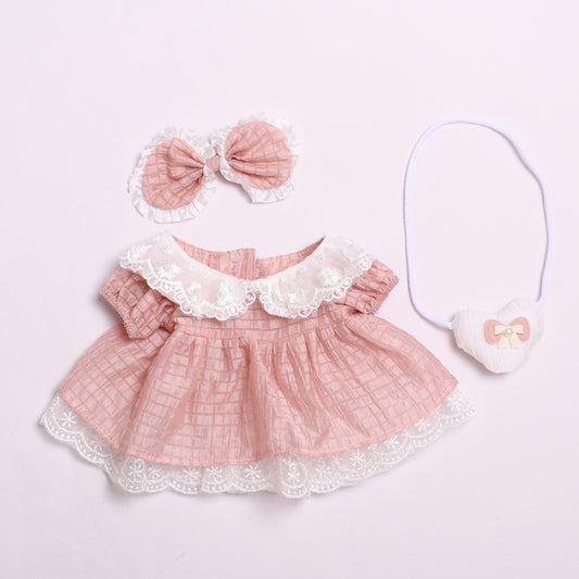 Labubu Doll Dress Outfit for 38cm Vinyl Doll - Princess Lace Skirt & Shoulder Bag