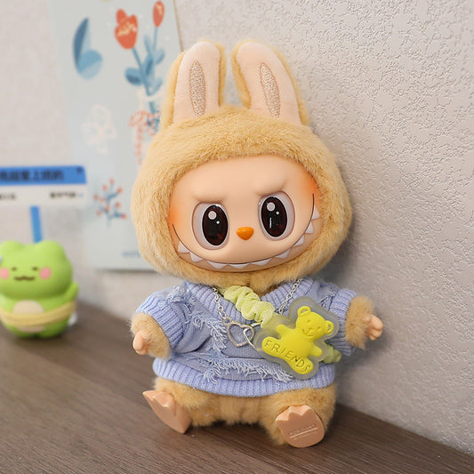 LABUBU Sitting Party Doll Rab Bub Macaron 2nd Generation Sitting Vinyl Doll Dress Dress for Dress