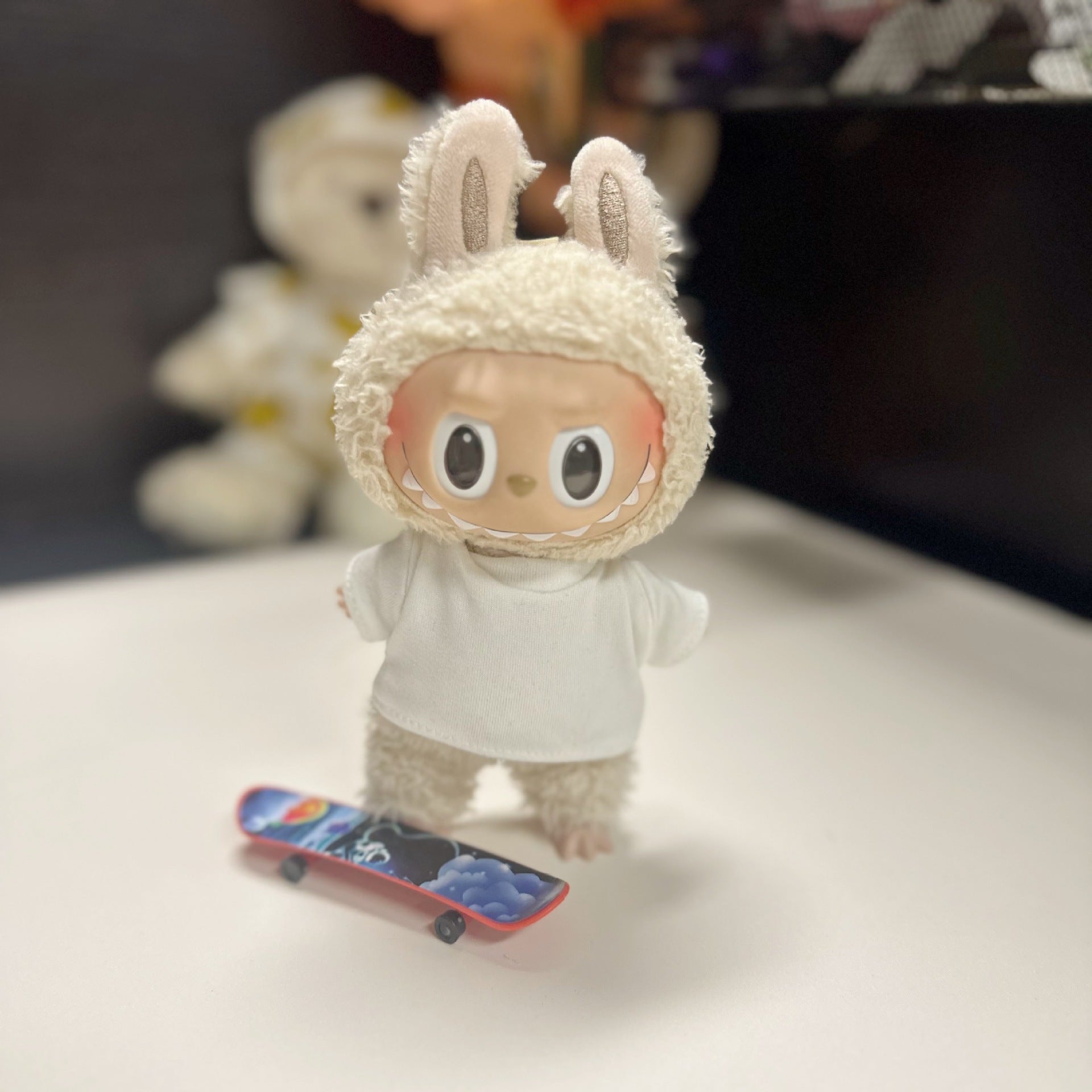 Accessories Only] 17CM Blind Box Rab Cloth Doll Clothes Fashion Denim Vest Keychain LABUBU Scooter