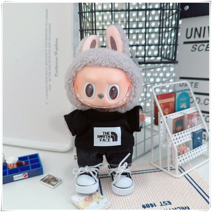Labubu Doll Sportswear Outfit - T-Shirt, Denim Shorts & Accessories