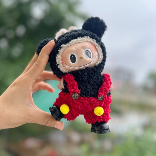 Only clothes] pull cloth clothes vinyl blind box 17CM pendant LABUBU doll doll Mickey suit new