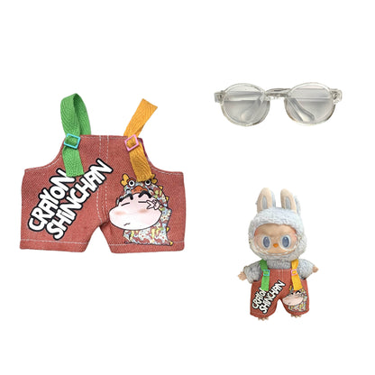 Labubu Doll Crayon Shin-chan Overalls Outfit with Accessories for 17cm Doll