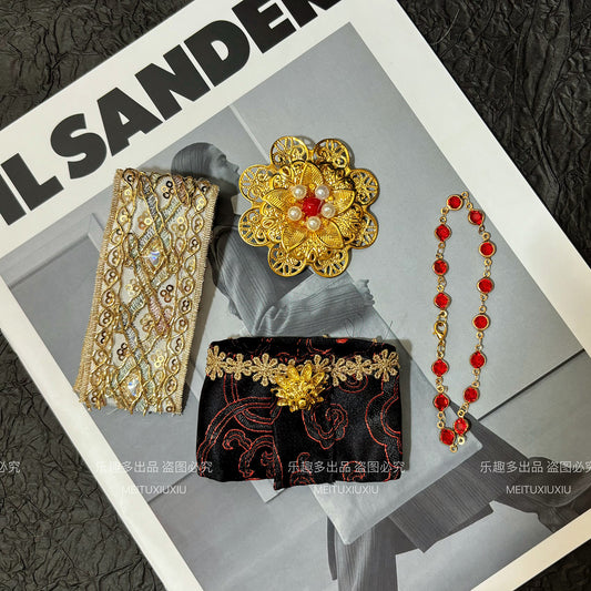 Labubu 17cm Thai Doll Outfit - Handmade Black & Golden Suits