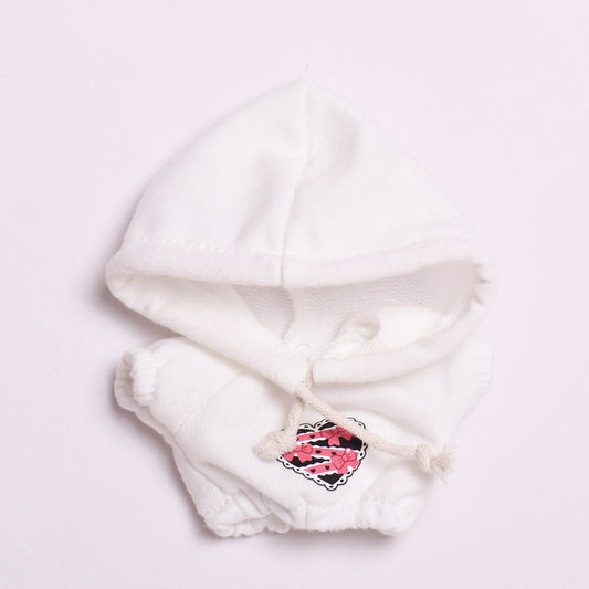 Labubu Doll Hooded Sweater - White & Black for 17cm Pendant Doll