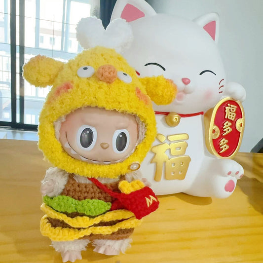 Clothes Only] The First and Second Generation Blind Box Labubu Doll Clothes LABUBU Doll suit for Handmade Chicken Leg Hat