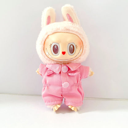 Labubu 17cm Doll Cute Overalls Outfit - Pink, Orange, Green, Blue
