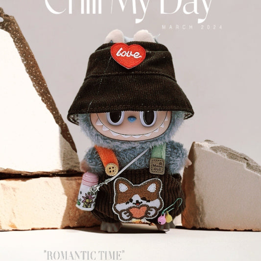 Labubu Doll Outfit - 17cm Cute Overalls & Hat Set
