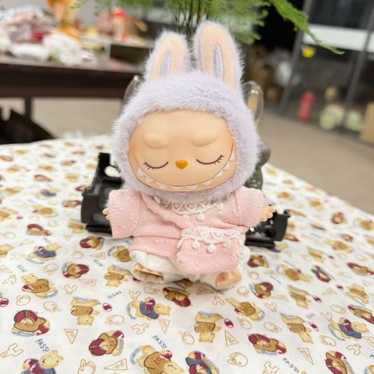 The first and second generation of blind box vinyl rag cloth pendant clothes LABUBU doll for green pink wave peas clothing