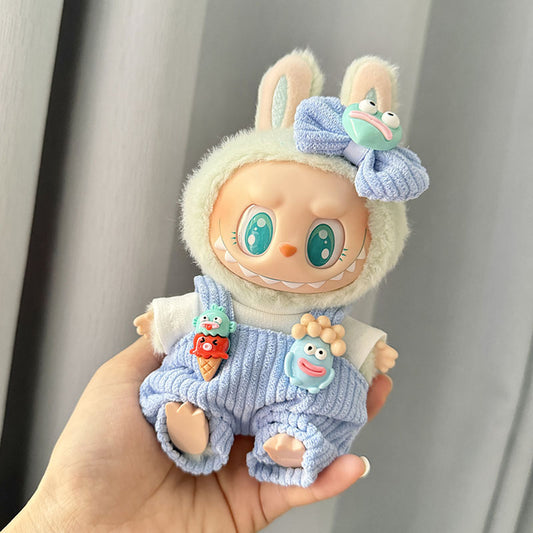 Only clothes] the first and second generation of Labubu clothes pendant pull cloth sit party doll cone suspenders suit