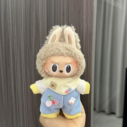 Rab cloth doll labubu17cm pendant one or two generations of vinyl plush doll suit accessories for clothes