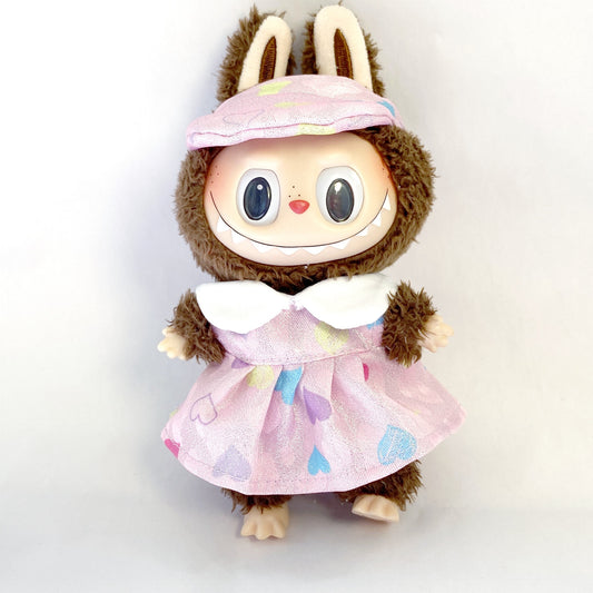 17cm First/Second Generation Labubuli Pendant Blind Box Doll Bright Colorful Skirt Colorfulful Heart Skirt Baby Clothes