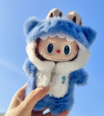 Only clothes] 17CM cloth cloth clothes key chain LABUBU big ear dog powder pig elk suit pendant in stock